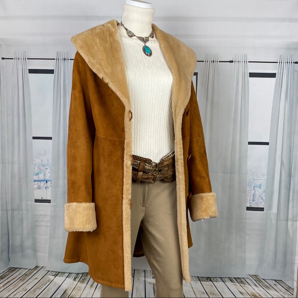 NWOT Genuine Shearling Shawl Collar Coat